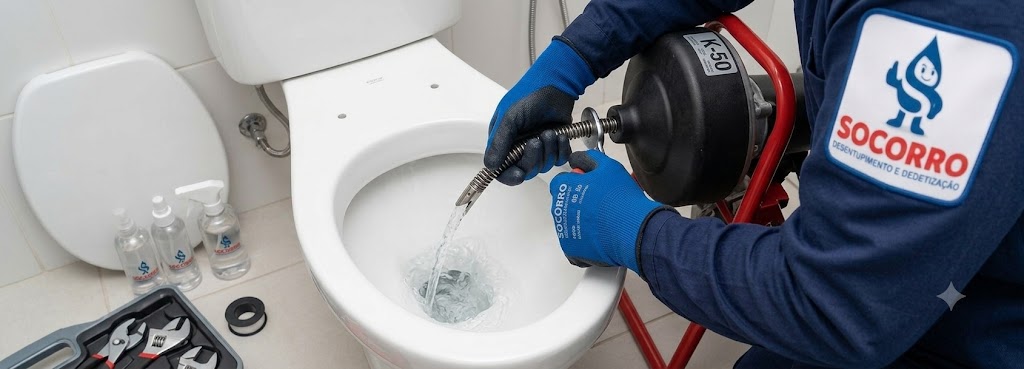Profissional realizando Desentupidora de Vasos Sanitários em Indaial