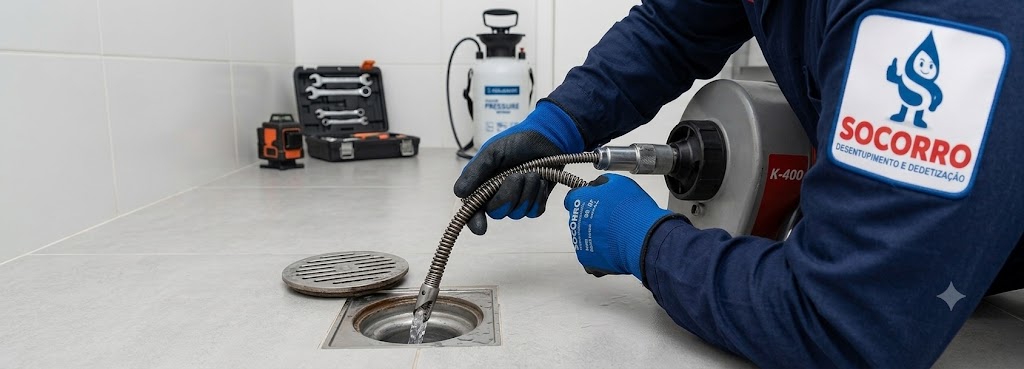 Profissional realizando Desentupimento de Ralos em Indaial